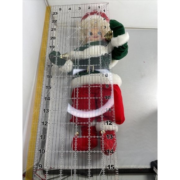 Brinns Calendar Girl Doll Vintage Christmas 14” Flocked Elf Suit W Bells - Picture 10 of 10